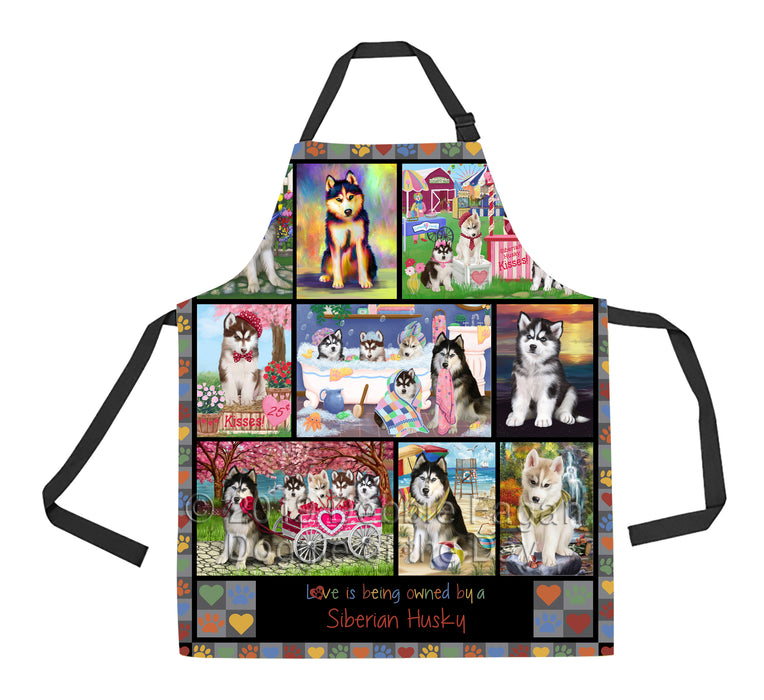 Love is Being Owned Siberian Husky Dog Grey Apron