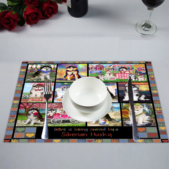 Love is Being Owned Siberian Husky Dog Grey Placemat