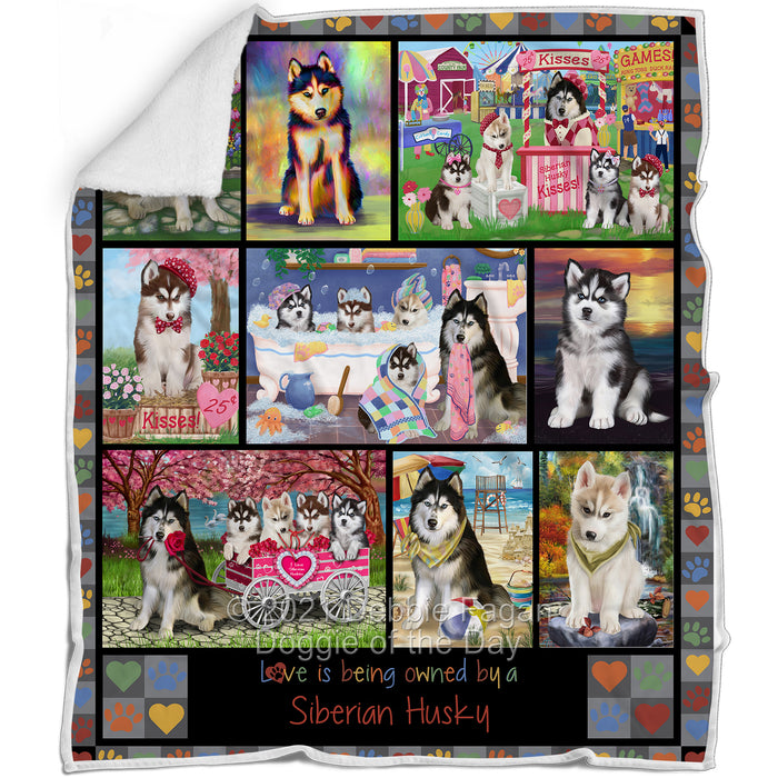 Love is Being Owned Siberian Husky Dog Grey Blanket BLNKT137955