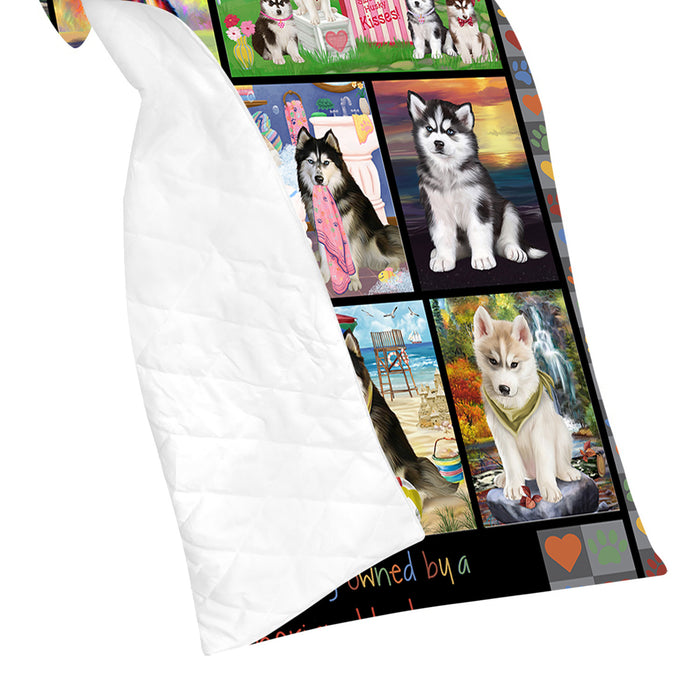 Love is Being Owned Siberian Husky Dog Grey Quilt