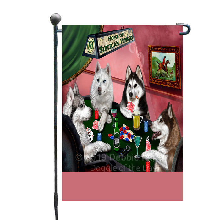 Personalized Home of Siberian Husky Dogs Four Dogs Playing Poker Custom Garden Flags GFLG-DOTD-A60301