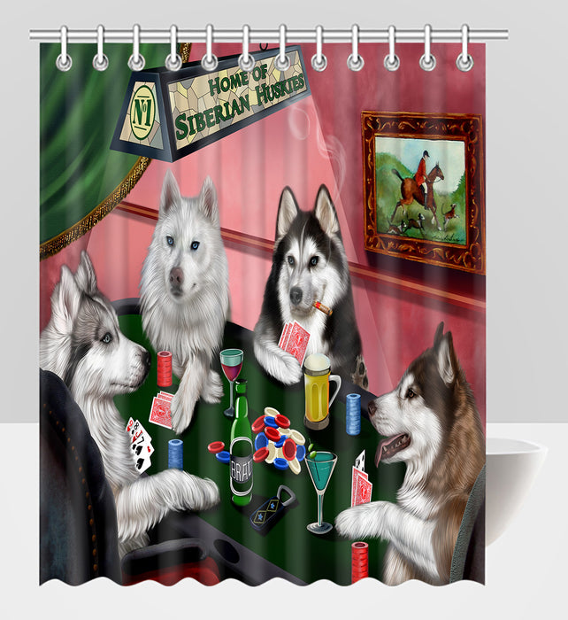 Home of  Siberian Husky Dogs Playing Poker Shower Curtain