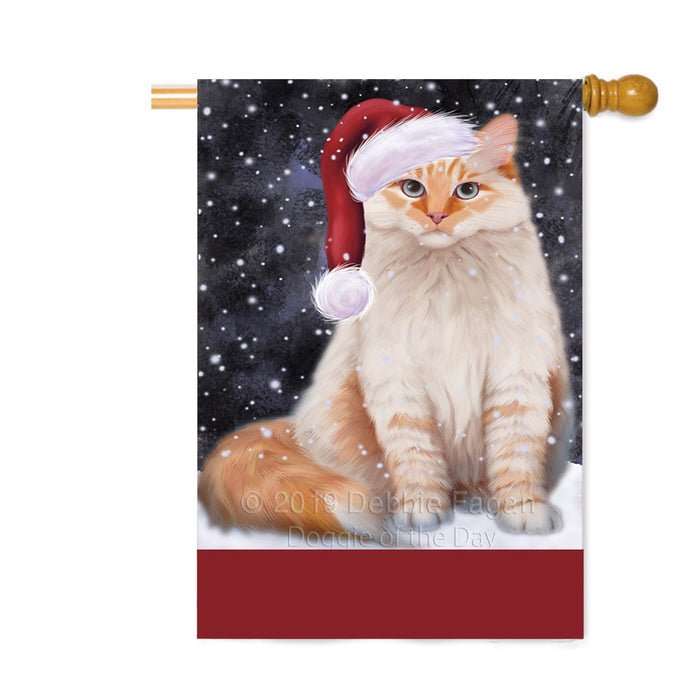 Personalized Let It Snow Happy Holidays Siberian Red Cat Custom House Flag FLG-DOTD-A62512