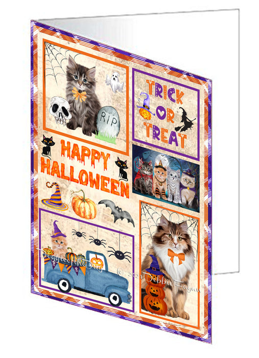 Happy Halloween Trick or Treat Siberian Cats Handmade Artwork Assorted Pets Greeting Cards and Note Cards with Envelopes for All Occasions and Holiday Seasons GCD76622