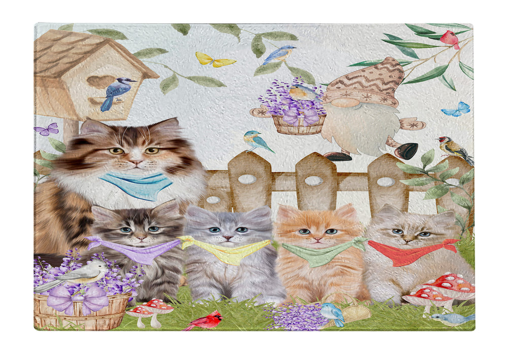 Siberian Cats Tempered Glass Cutting Board: Explore a Variety of Custom Designs, Personalized, Scratch and Stain Resistant Boards for Kitchen, Gift for Cat and Pet Lovers