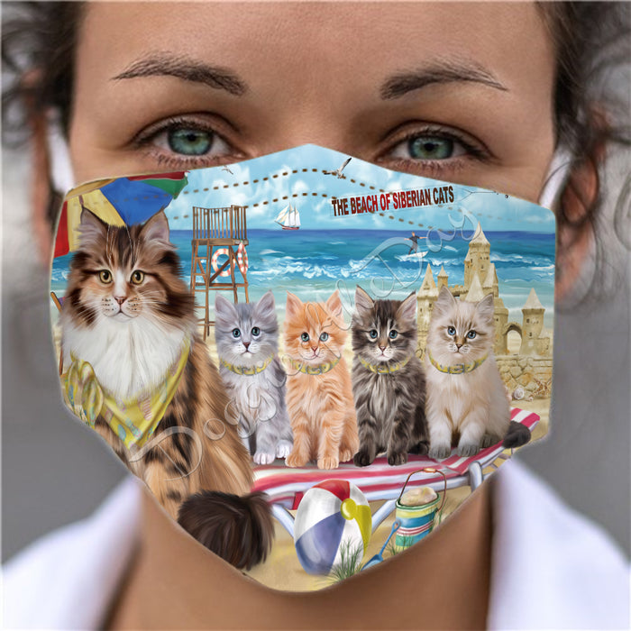 Pet Friendly Beach Siberian Cats Face Mask FM49141
