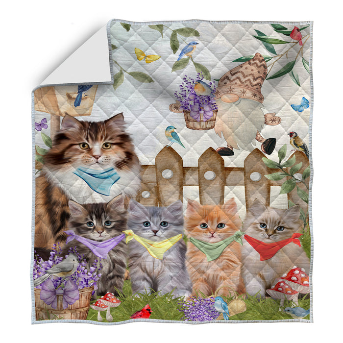 Siberian Cats Bed Quilt, Explore a Variety of Designs, Personalized, Custom, Bedding Coverlet Quilted, Pet and Cat Lovers Gift