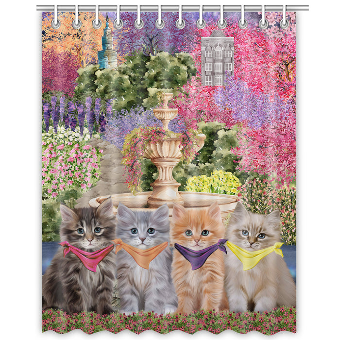 Siberian Cats Shower Curtain, Explore a Variety of Personalized Designs, Custom, Waterproof Bathtub Curtains with Hooks for Bathroom, Cat Gift for Pet Lovers