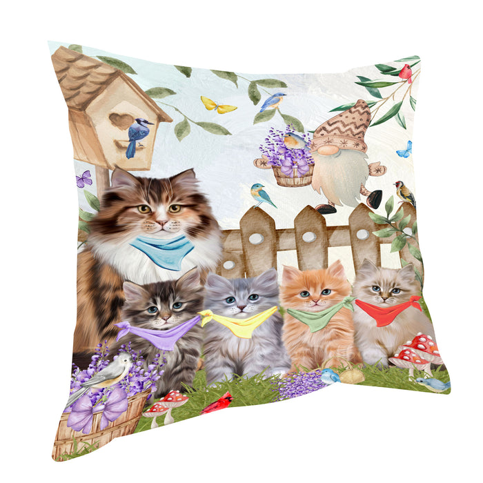 Siberian Cats  Pillow, Cushion Throw Pillows for Sofa Couch Bed, Explore a Variety of Designs, Custom, Personalized, Cat and Pet Lovers Gift