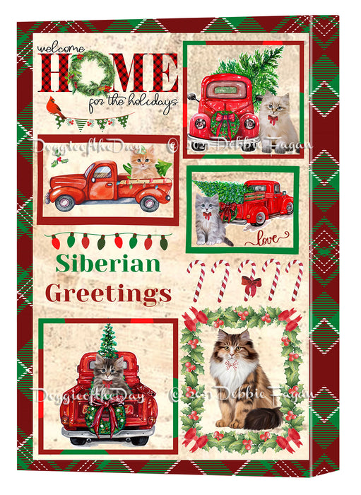 Welcome Home for Christmas Holidays Siberian Cats Canvas Wall Art Decor - Premium Quality Canvas Wall Art for Living Room Bedroom Home Office Decor Ready to Hang CVS149912