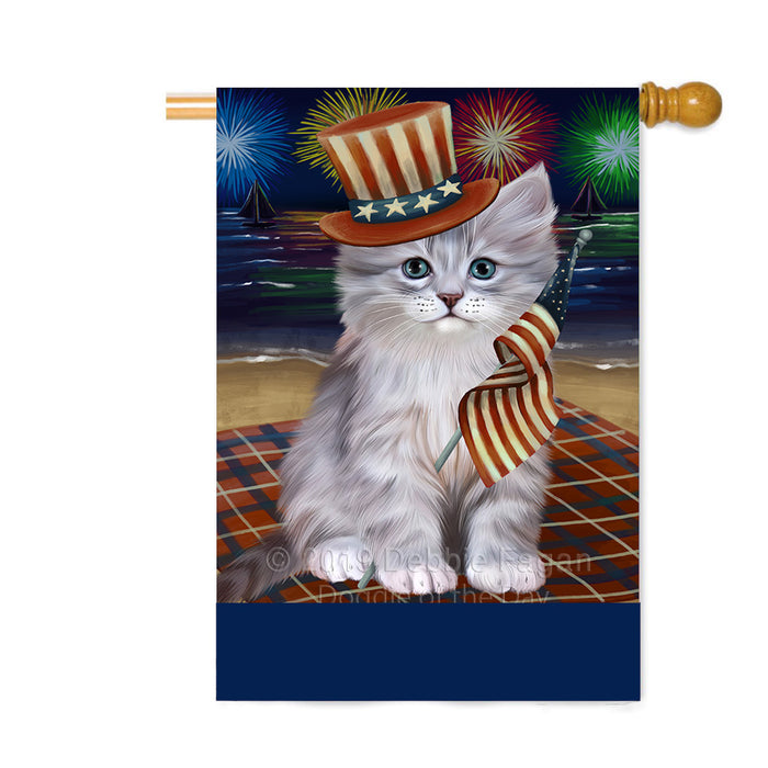 Personalized 4th of July Firework Siberian Cat Custom House Flag FLG-DOTD-A58153