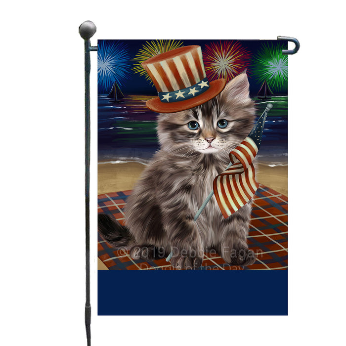 Personalized 4th of July Firework Siberian Cat Custom Garden Flags GFLG-DOTD-A58098