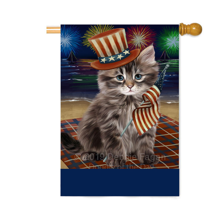 Personalized 4th of July Firework Siberian Cat Custom House Flag FLG-DOTD-A58154