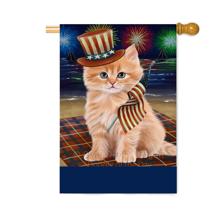 Personalized 4th of July Firework Siberian Cat Custom House Flag FLG-DOTD-A58155