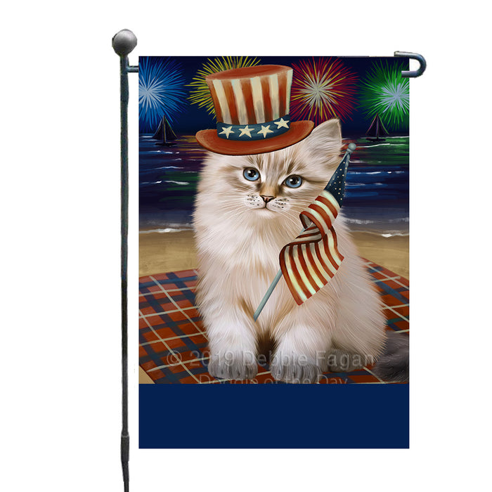 Personalized 4th of July Firework Siberian Cat Custom Garden Flags GFLG-DOTD-A58100