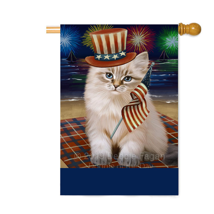 Personalized 4th of July Firework Siberian Cat Custom House Flag FLG-DOTD-A58156