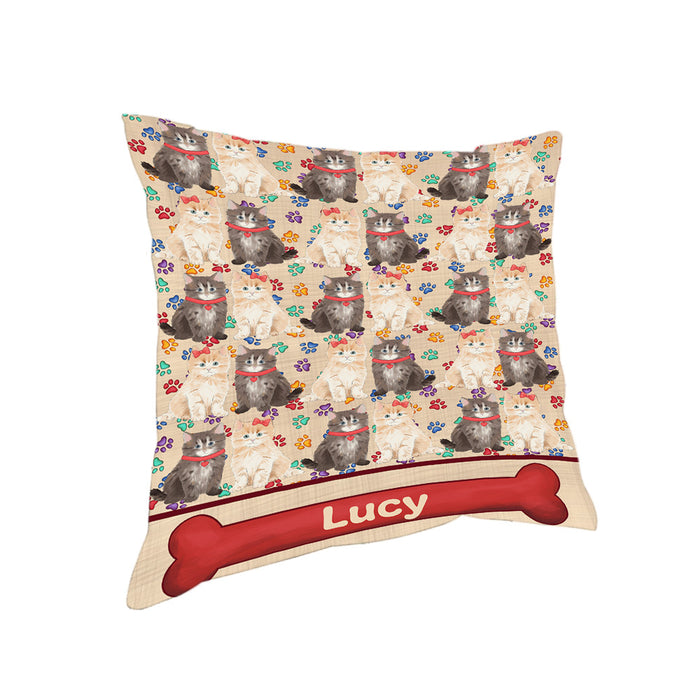 Rainbow Paw Print Siberian Cats Pillow PIL84424