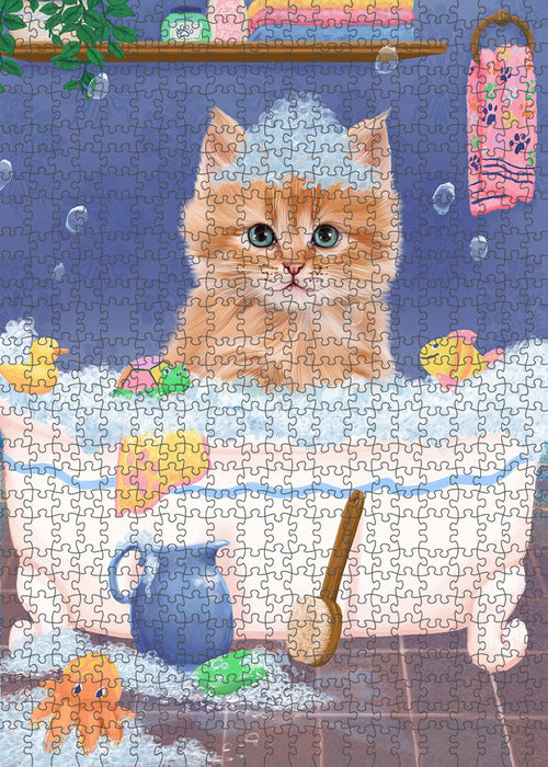 Rub A Dub Dog In A Tub Siberian Cat Portrait Jigsaw Puzzle for Adults Animal Interlocking Puzzle Game Unique Gift for Dog Lover's with Metal Tin Box PZL364