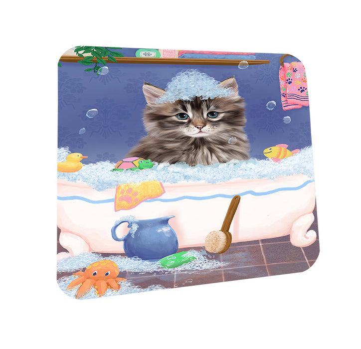 Rub A Dub Dog In A Tub Siberian Cat Coasters Set of 4 CST57413