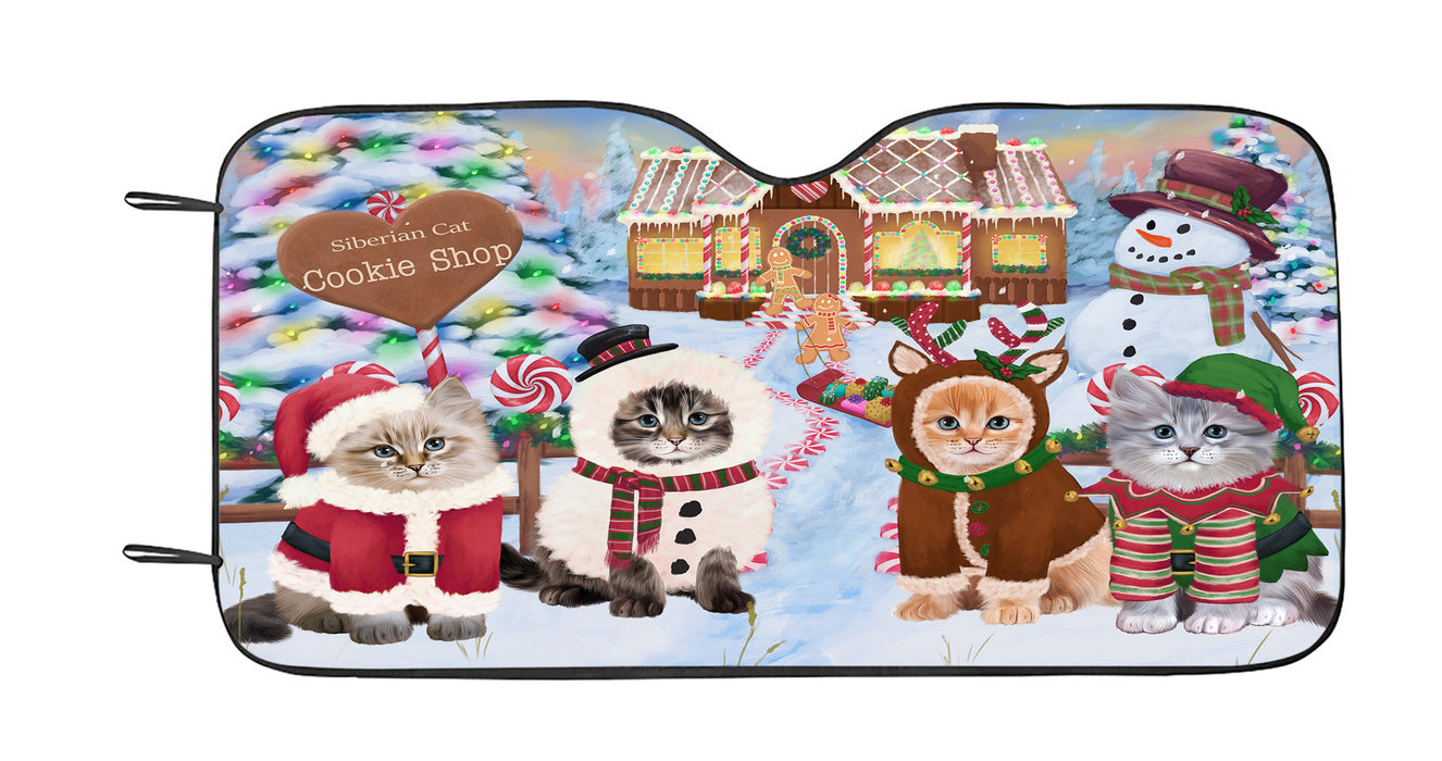 Holiday Gingerbread Cookie Siberian Cats Car Sun Shade