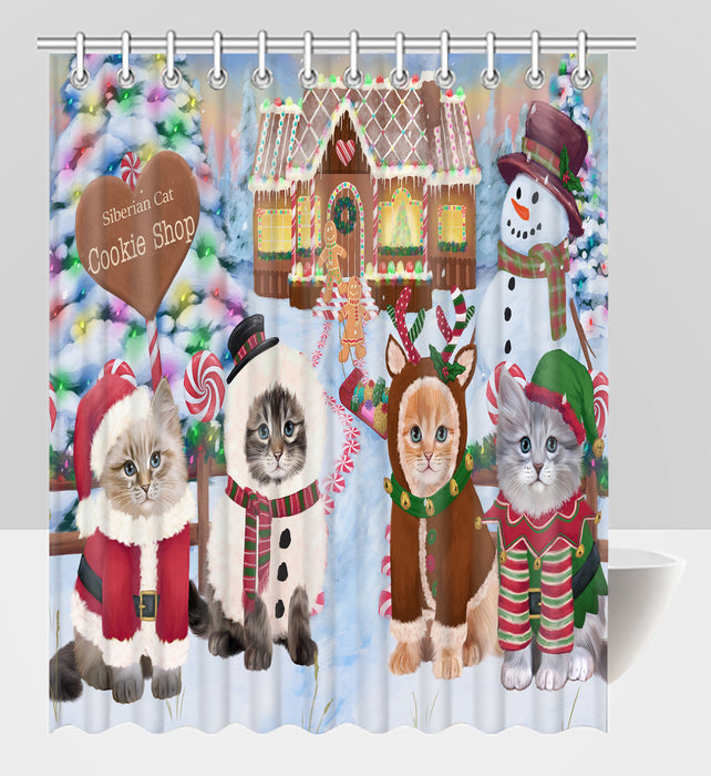 Holiday Gingerbread Cookie Siberian Cats Shower Curtain