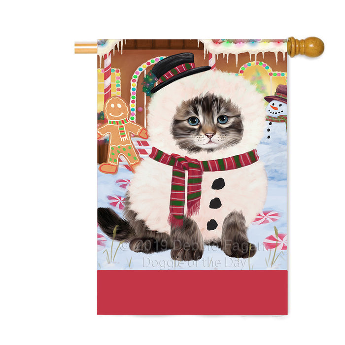 Personalized Gingerbread Candyfest Siberian Cat Custom House Flag FLG63972