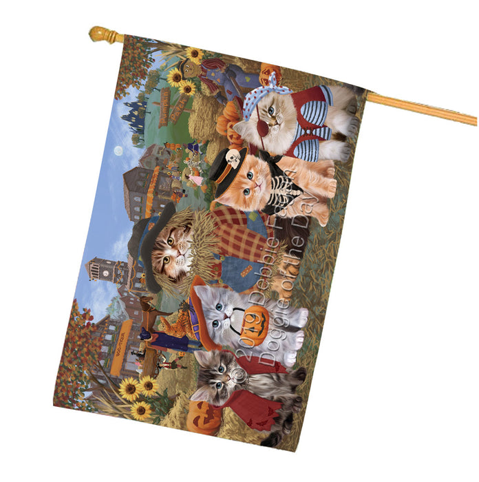Halloween 'Round Town Siberian cats House Flag FLG65918