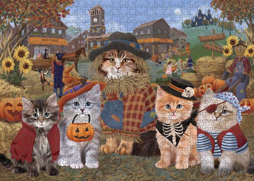 Halloween 'Round Town Siberian cats Puzzle with Photo Tin PUZL98792