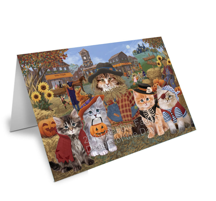 Halloween 'Round Town Siberian cats Handmade Artwork Assorted Pets Greeting Cards and Note Cards with Envelopes for All Occasions and Holiday Seasons GCD78464