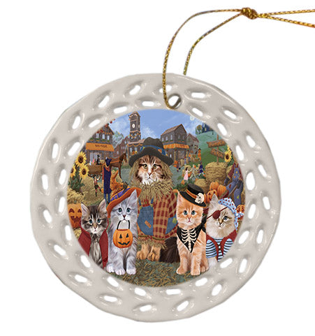 Halloween 'Round Town Siberian cats Ceramic Doily Ornament DPOR57706