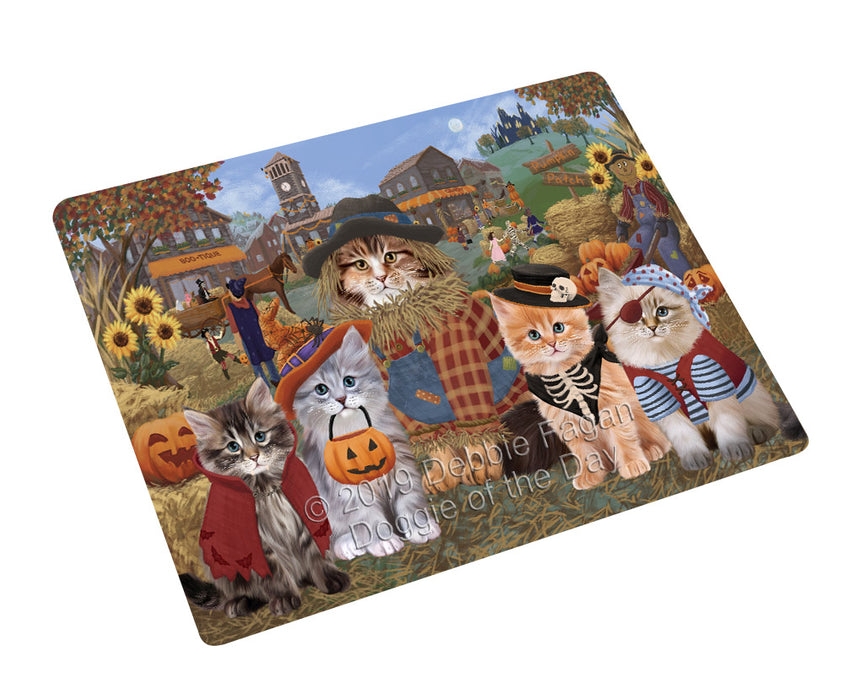 Halloween 'Round Town Siberian cats Cutting Board - For Kitchen - Scratch & Stain Resistant - Designed To Stay In Place - Easy To Clean By Hand - Perfect for Chopping Meats, Vegetables