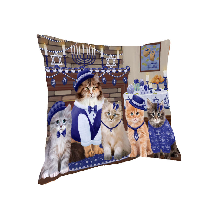 Happy Hanukkah Family Siberian Cats Pillow PIL85296