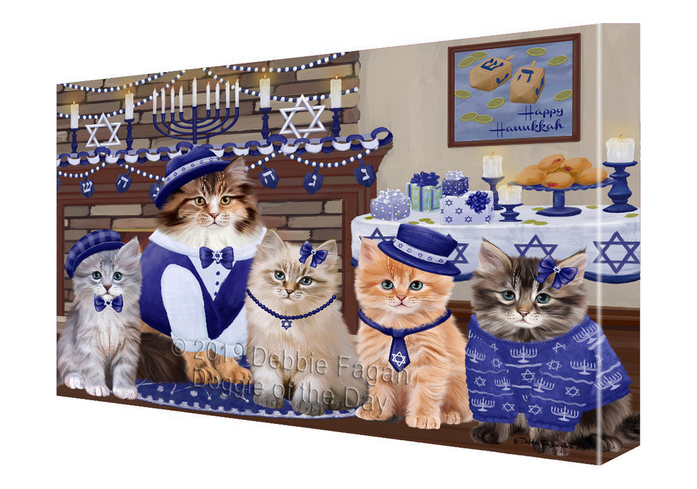 Happy Hanukkah Family Siberian Cats Canvas Print Wall Art Décor CVS144287