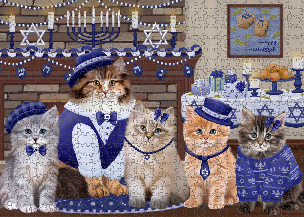 Happy Hanukkah Family Siberian Cats Puzzle with Photo Tin PUZL98912