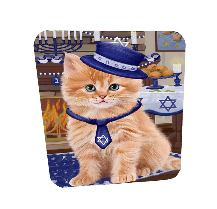 Happy Hanukkah Family Siberian Cats Coasters Set of 4 CSTA58764