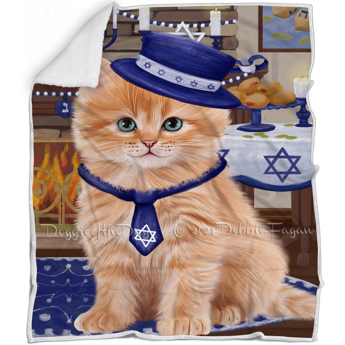Happy Hanukkah Siberian Cat Blanket BLNKT144050