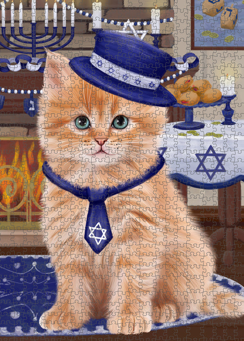 Happy Hanukkah Siberian Cat Puzzle with Photo Tin PUZ99156