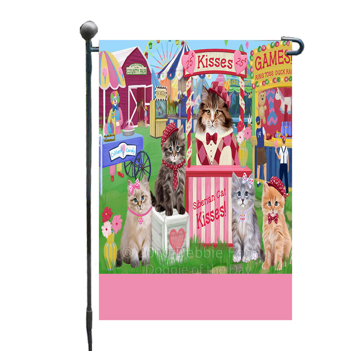 Personalized Carnival Kissing Booth Siberian Cats Custom Garden Flag GFLG64319