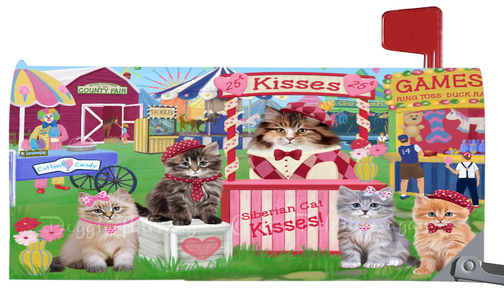 Carnival Kissing Booth Siberian Cats Magnetic Mailbox Cover Both Sides Pet Theme Printed Decorative Letter Box Wrap Case Postbox Thick Magnetic Vinyl Material