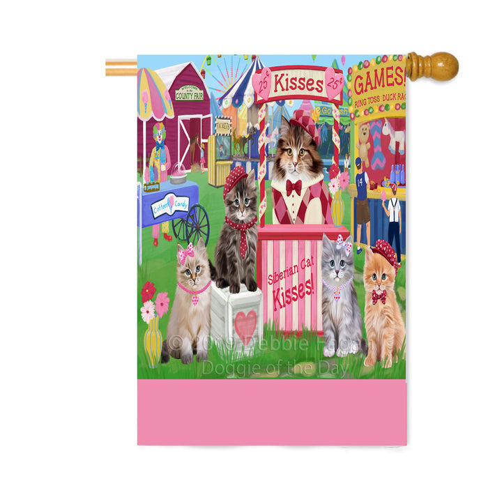 Personalized Carnival Kissing Booth Siberian Cats Custom House Flag FLG63643