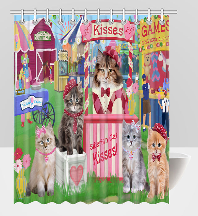 Carnival Kissing Booth Siberian Cats Shower Curtain