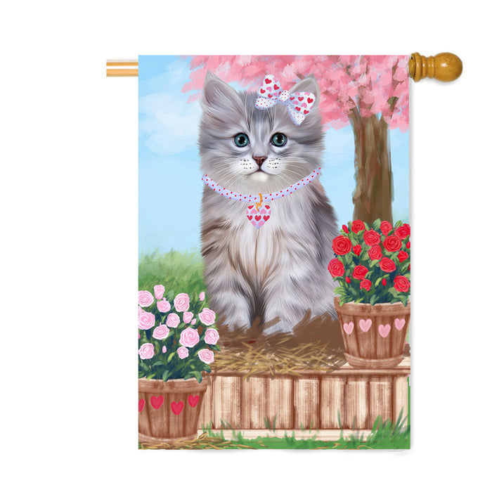 Personalized Rosie 25 Cent Kisses Siberian Cat Custom House Flag FLG64949