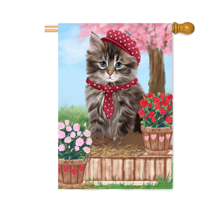Personalized Rosie 25 Cent Kisses Siberian Cat Custom House Flag FLG64950