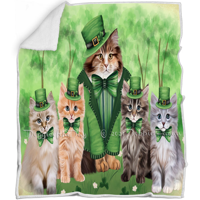 St. Patricks Day Irish Portrait Siberian Cats Blanket BLNKT133005
