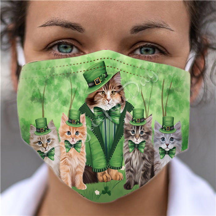 St. Patricks Day Irish Siberian Cats Face Mask FM50190