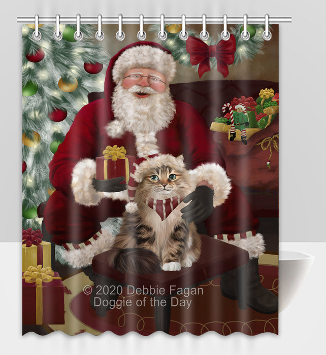 Santa's Christmas Surprise Siberian Cat Shower Curtain Bathroom Accessories Decor Bath Tub Screens SC276