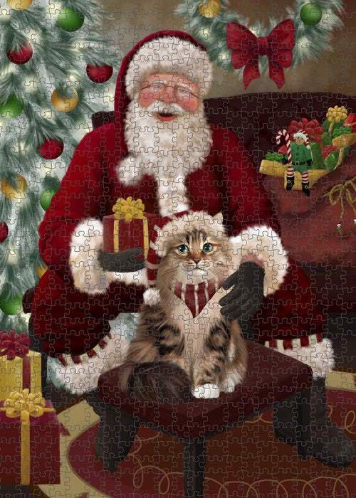 Santa's Christmas Surprise Siberian Cat Puzzle with Photo Tin PUZL100964