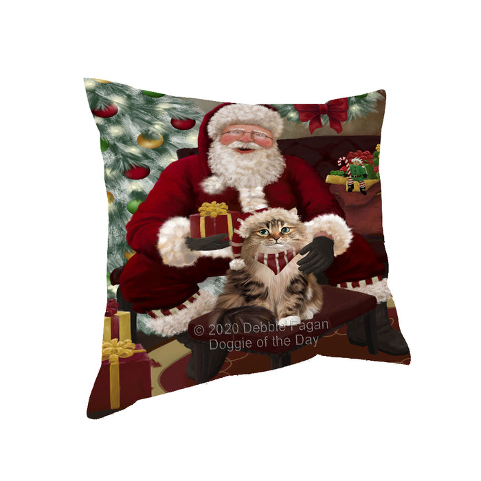 Santa's Christmas Surprise Siberian Cat Pillow PIL87348