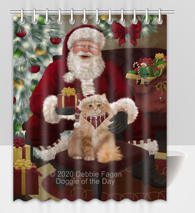 Santa's Christmas Surprise Siberian Cat Shower Curtain Bathroom Accessories Decor Bath Tub Screens SC277