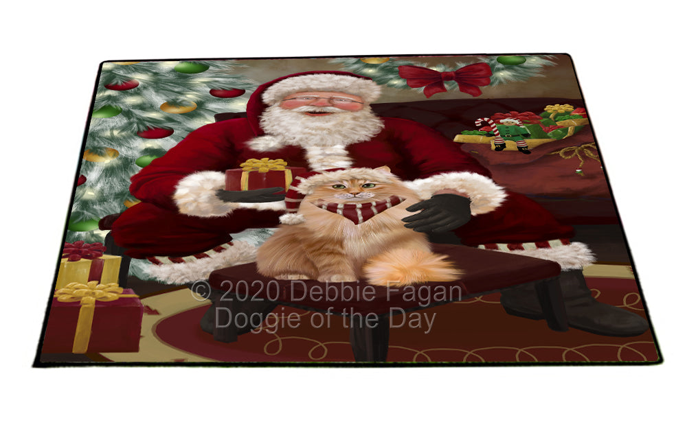 Santa's Christmas Surprise Siberian Cat Indoor/Outdoor Welcome Floormat - Premium Quality Washable Anti-Slip Doormat Rug FLMS57574